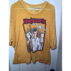 Wizarding World Harry Potter T Shirt Womens 3X Burnout Yellow Crop Top Hogwarts